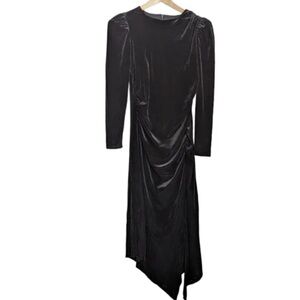 NWT Express  Asymmetrical  Black Velvet Midi Dress Size M